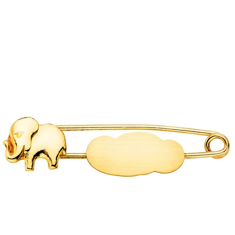 18K Yellow Gold Elephant and Cloud Matte Pin 32X8 mm