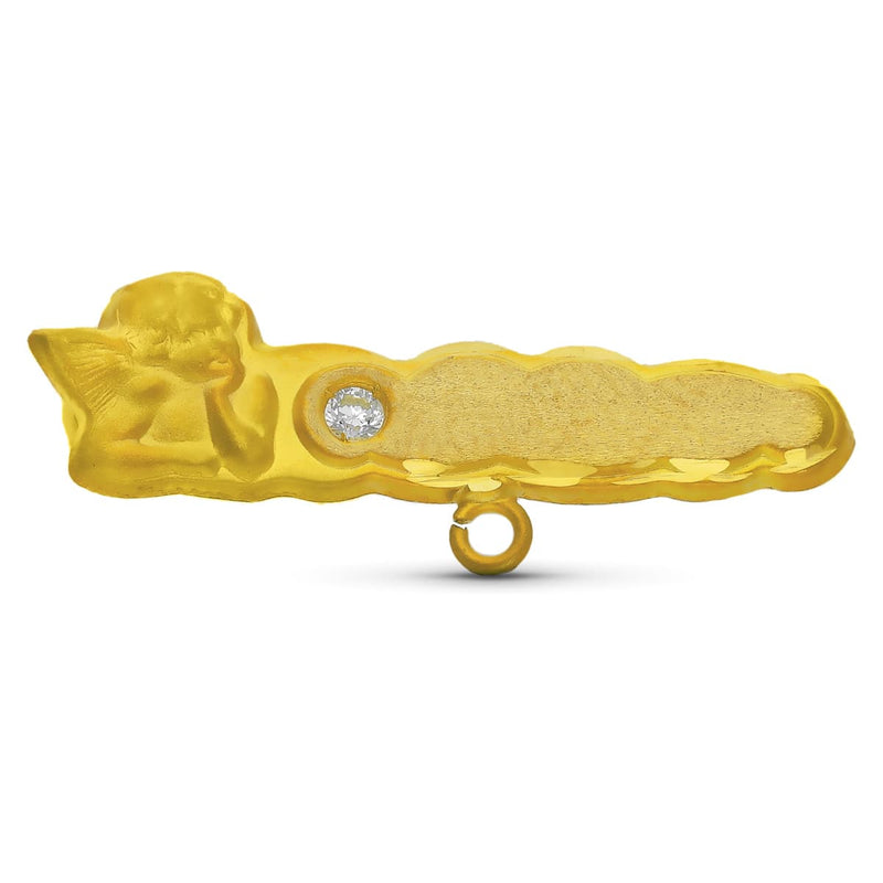 18K Yellow Gold Baby Angel Zircon Pin 27X9 mm