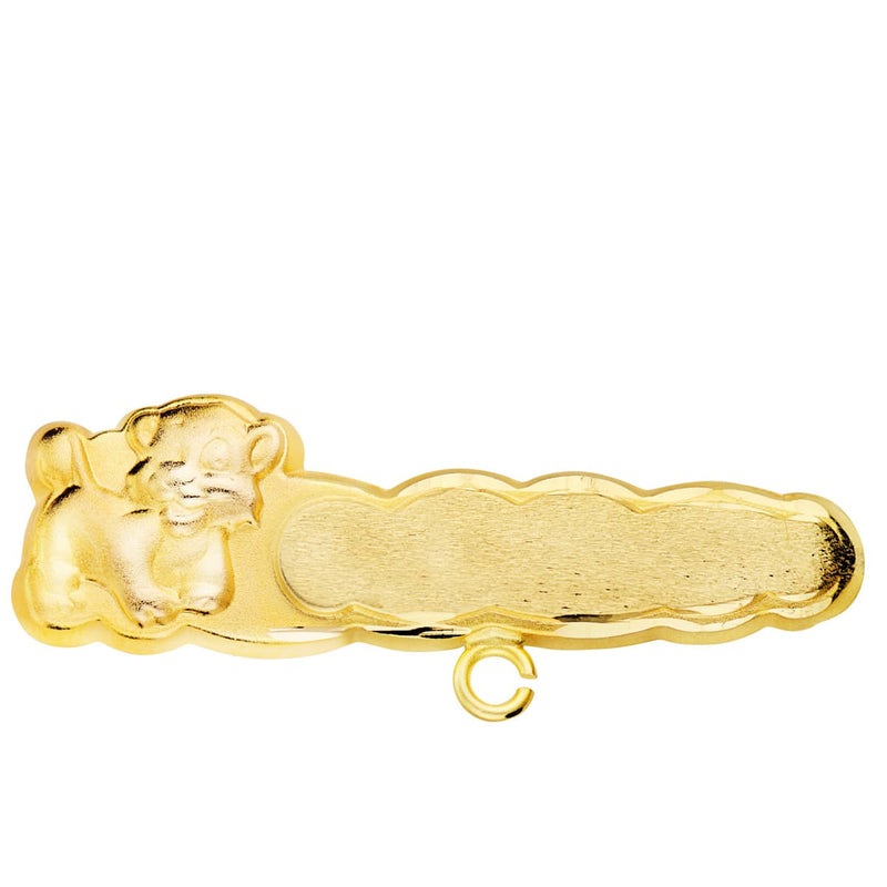 18K Yellow Gold Carved Lion Pin 28X8 mm