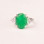 Ring with oval emerald zirconia