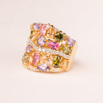 Multicolor mesh ring bathed in 18k gold