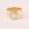 Chevalier ring with oval pavé mesh plated in 18k gold