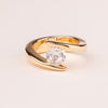 7 mm zirconia cross-mount solitaire ring plated in 18k gold