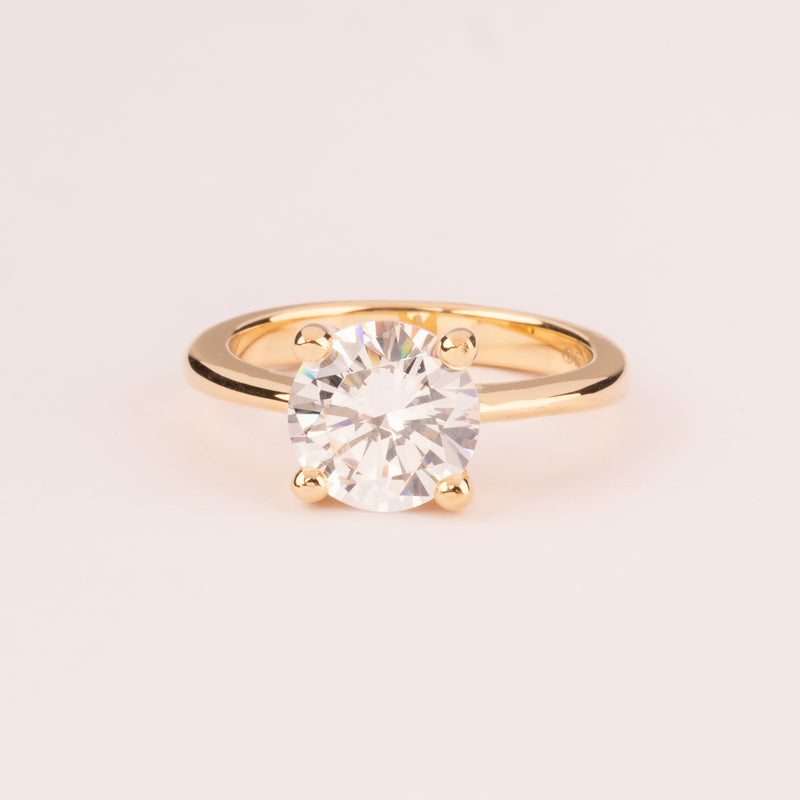 Solitaire 4 claws 9 mm 18k gold plated