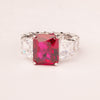 Baguette ring with rectangular ruby ​​solitaire
