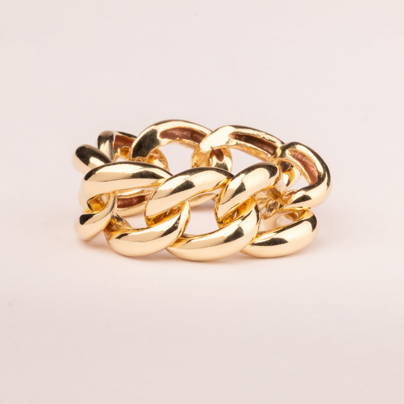 Smooth and soft knit groumette ring plated in 18k gold