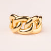 Smooth rigid groumette mesh ring plated in 18k gold