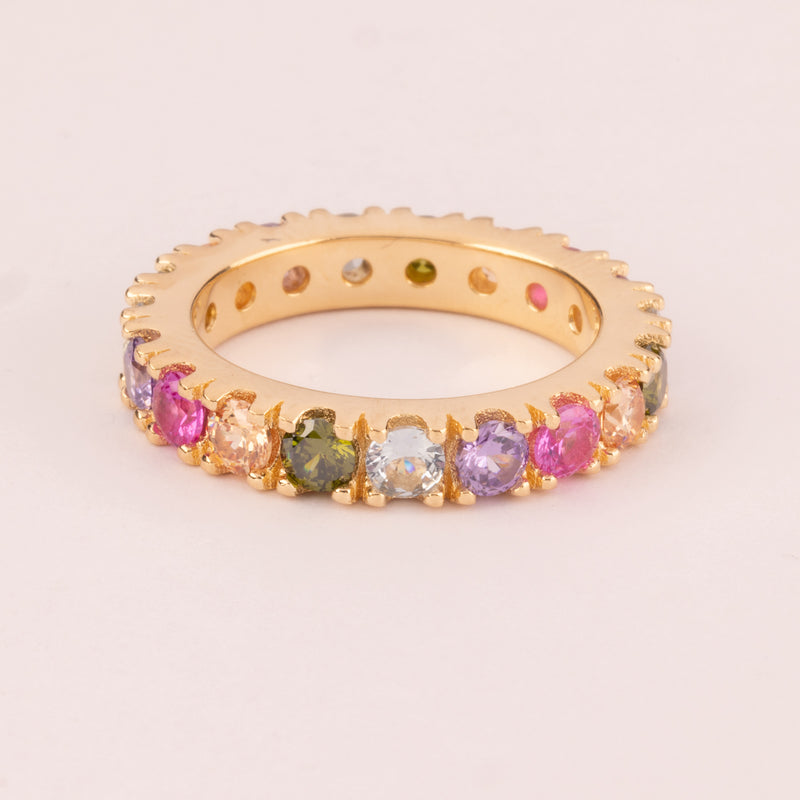 Alliance with multicolor zircons mm 4 plated in 18k gold