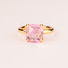 Colorful ring with pink cushion-cut zircons