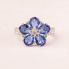 Colorful Daisy Flower Sapphire Ring