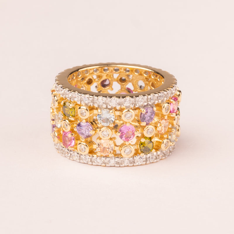 Two-tone multicolor mesh ring