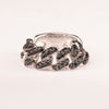 Groumette soft mesh ring with black zircons