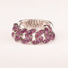 Groumette soft mesh ring with pink zircons