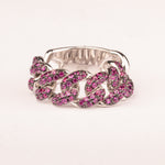 Groumette soft mesh ring with pink zircons