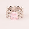 High and soft mesh with central pink zirconia with emerald cut