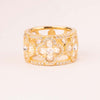 White flower band ring bathed in 18k gold