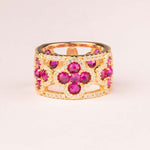 18k Gold Plated Ruby Flower Band Ring