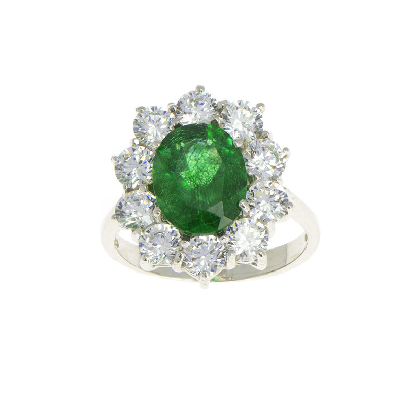 Emerald Zirconia Silver Ring