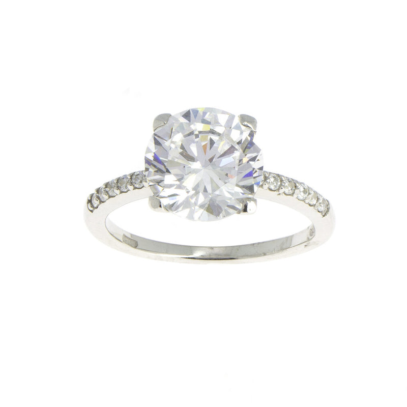 Silver and Zirconia Solitaire Ring 12 mm