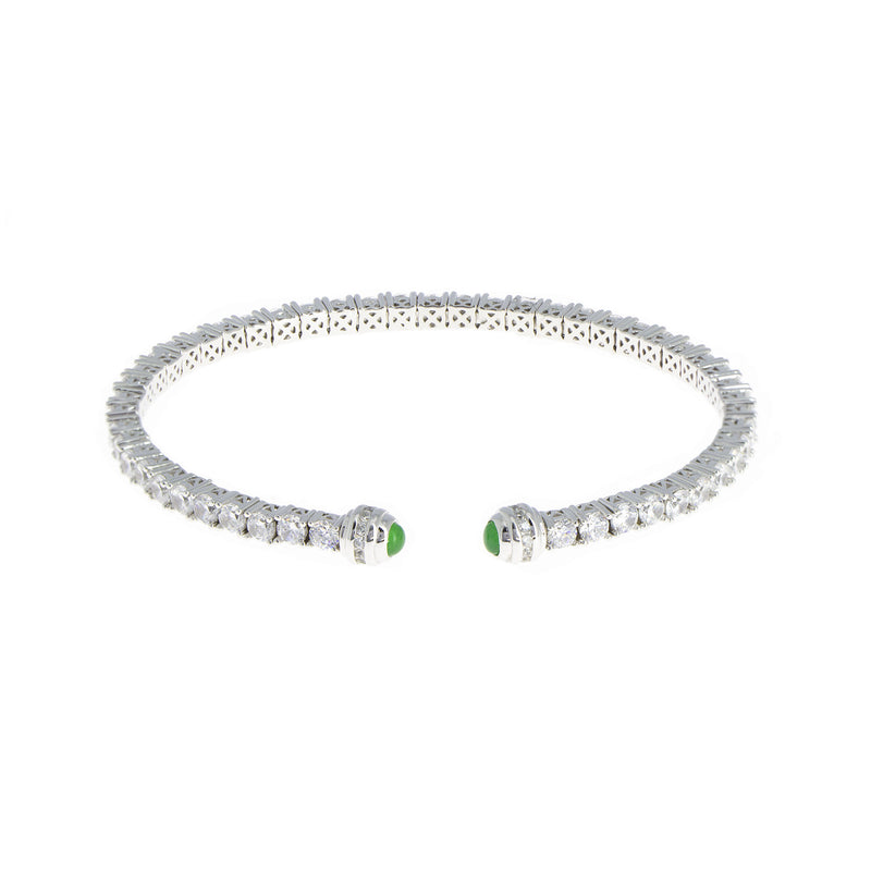 Emerald Zirconia Silver Slave Bracelet