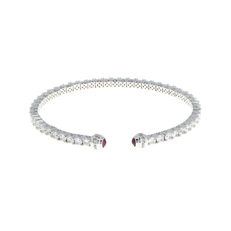 Ruby Zirconia Silver Slave Bracelet