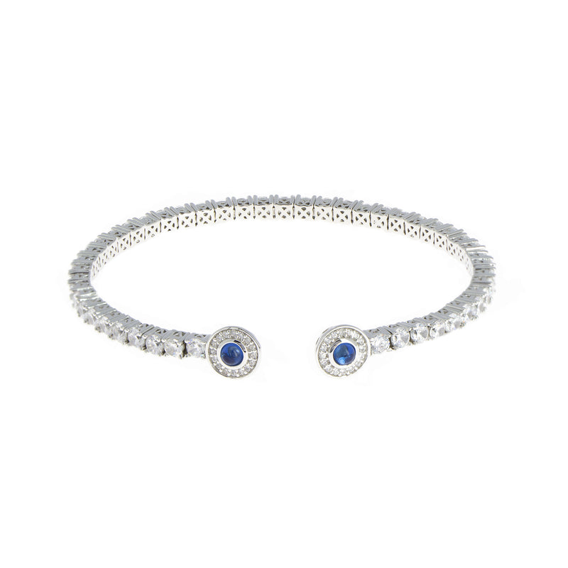 Sapphire Round Zirconia Silver Slave Bracelet