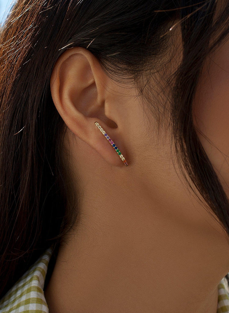 Boucles d'oreilles d'escalade avec motif de rail en quartz adamantin