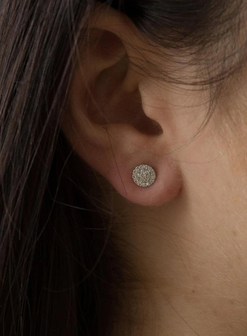 Small Shiny Silver Mini Circle Motif Earrings