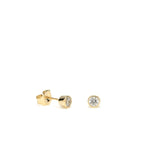 Small Silver Earrings Basic Circular Design with Zirconia Gold Plated