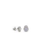 Small Shiny Silver Earrings with Round Motif and Zirconia
