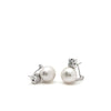 You and Me Earrings with Pearl, Square Detail and Zirconia