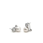 You and Me Silver Pearl Earrings with Omega Closure