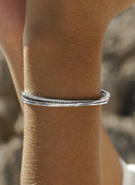 Fine Silver Slave Bracelet with Zirconia