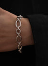 Silver Link Bracelet with Tubular and Wide Circles