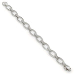 Silver Link Bracelet Alternating Design with Zircons
