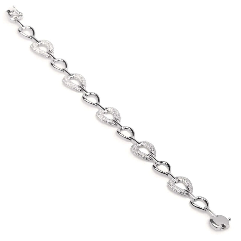 Silver Link Bracelet Drip Design with Zirconia