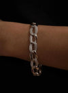 Shiny Silver Bracelets Braided Design and Zirconia