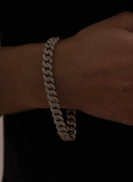 Shiny Silver Bracelets Thick Design with Zirconia