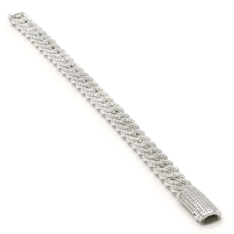 Shiny Silver Bracelets Thick Design with Zirconia
