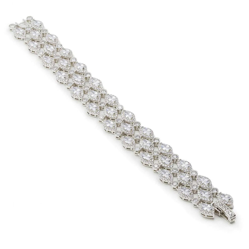 Shiny Silver Bracelets Rivière Style Wide Design