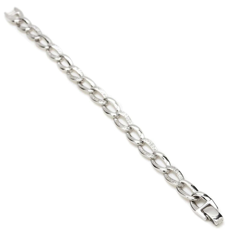 Shiny Silver Braid Bracelets with Zircons