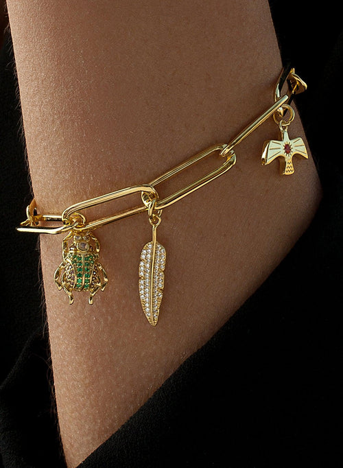 Bracelets avec pendentifs en argent motif feuille