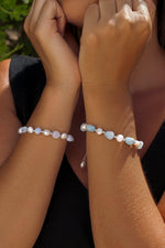 Bracelets with Silver Aquamarine Stones and Freshwater Pearls