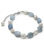 Bracelets avec pierres d'aigue-marine en argent et perles d'eau douce