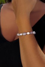Bracelets with Amethyst Silver Stones and Freshwater Pearls