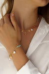Bracelets with Silver Stones with Aquamarine and Rose Quartz and Pearl Pendants
