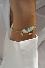 Bracelets avec pierres argentées, pendentif étoile et aigue-marine