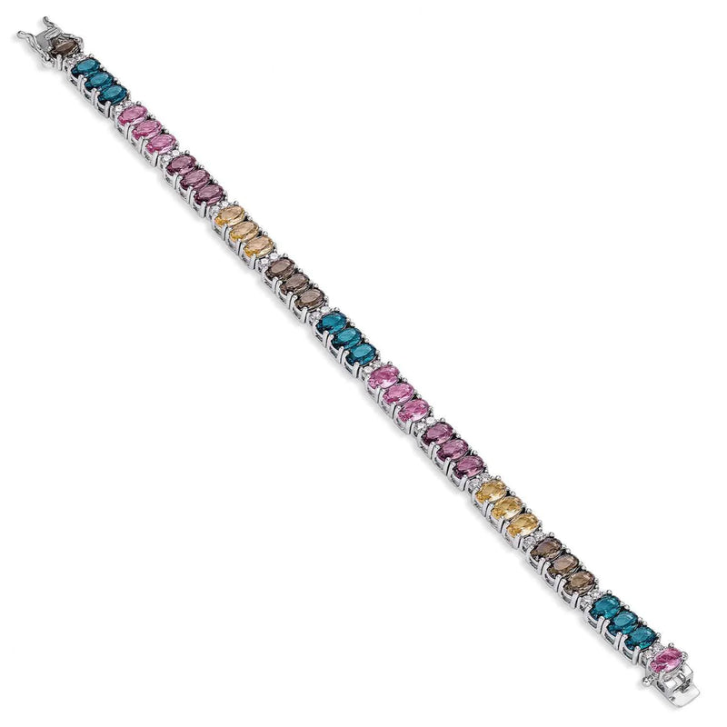 Bracelets with Silver Stones Multicolor Design