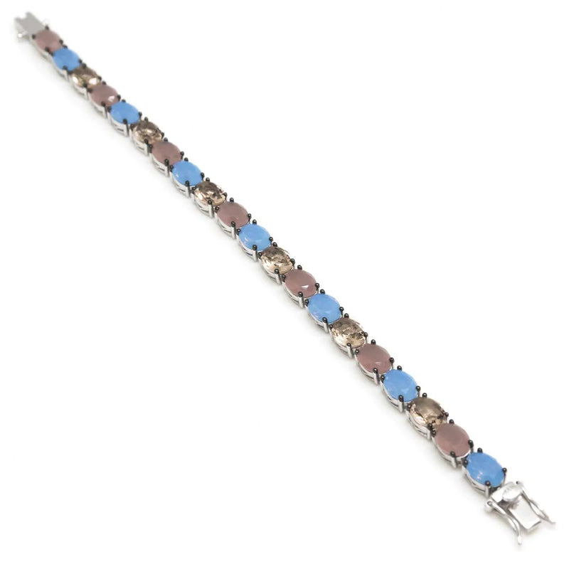 Bracelets with Silver Stones Rivière Style in Blue
