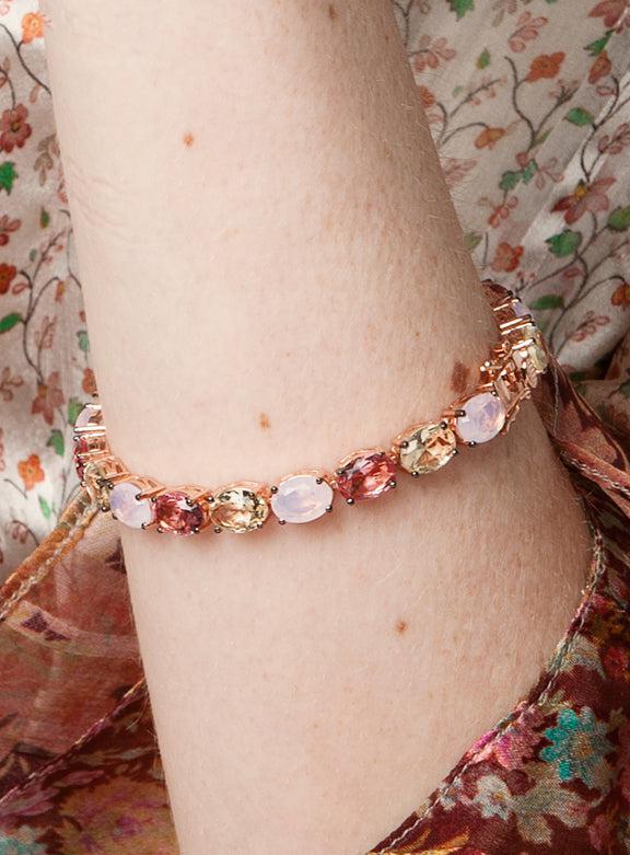 Bracelets avec Pierres Argentées Style Rivière en Rose